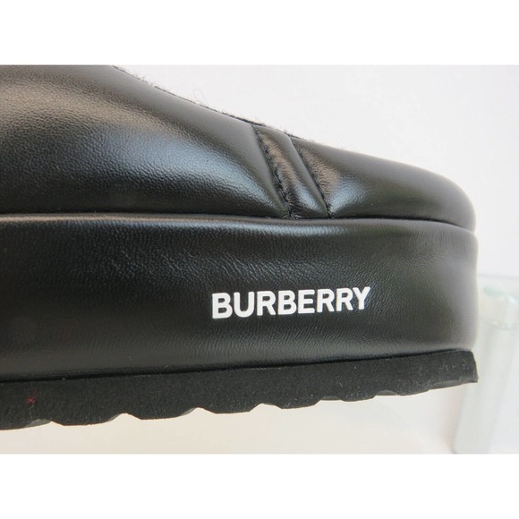 BURBERRY NORTHAVEN BLACK QUILTED CHECK LEATHER LOGO LOAFER SLIPPERS 41 US 8 - Picture 8 of 13
